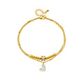 Opaline Heart Anklet — Cavigliera Doppia in Oro e Madreperla