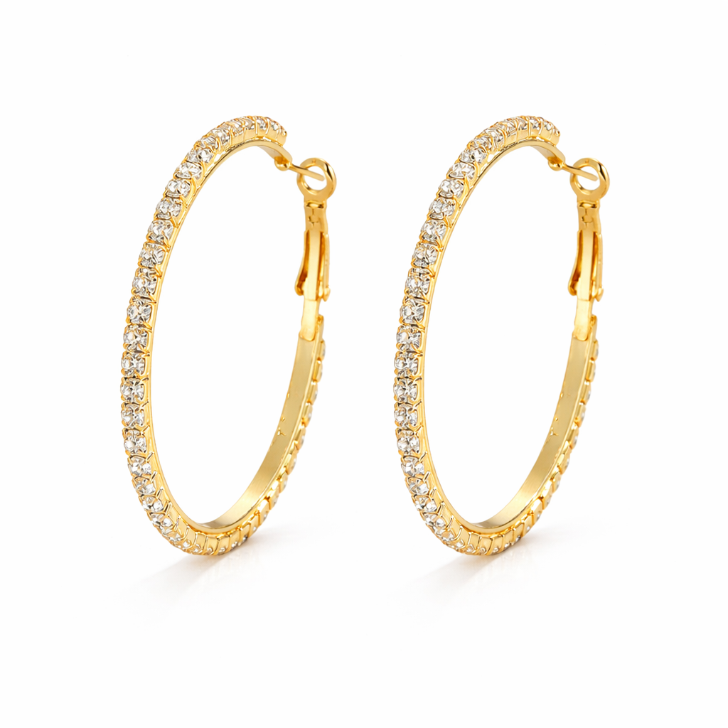 Aura Prism Hoops — Orecchini a Cerchio con Cristalli Iridescenti