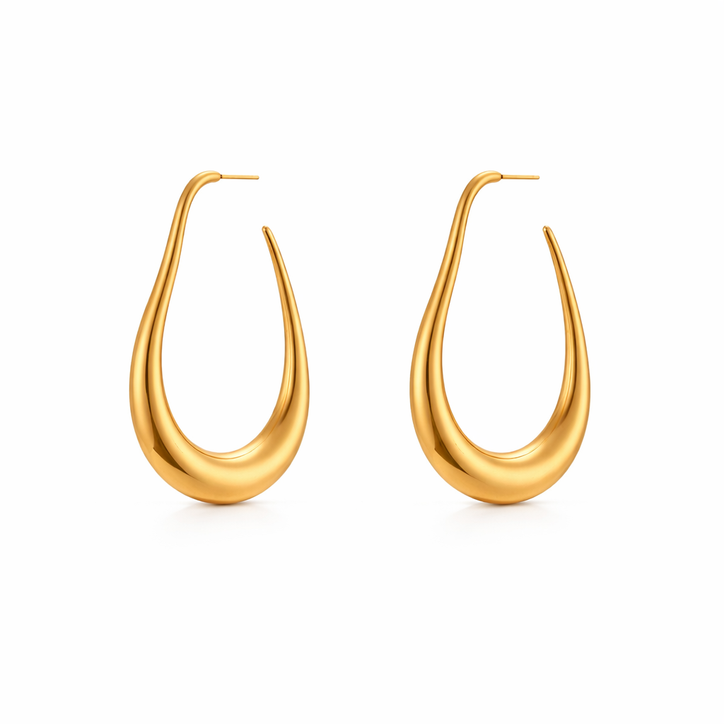 Liquid Sculpt Hoops — Orecchini a Cerchio Sculturali a Goccia